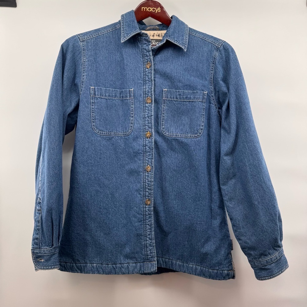Woolrich Denim Sherpa Lined Button Up Jacket